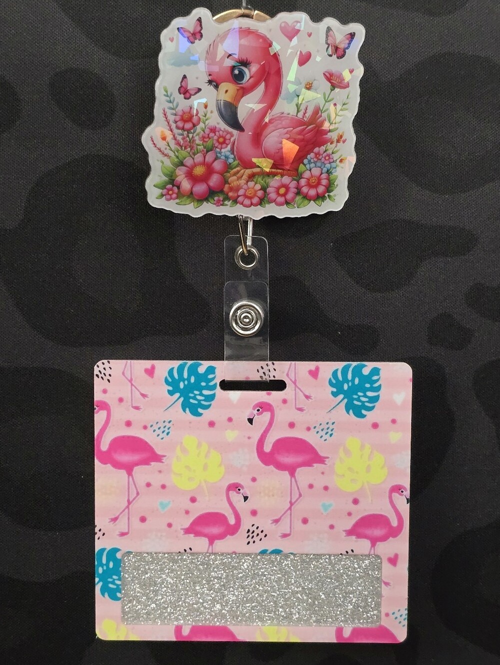 Flamingo Novelty Acrylic Badge Reel & ID Holder Set